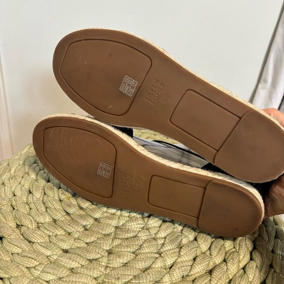 Eileen Fisher Black Suede Lace-Up Espadrille Closed Toe Flat Sandal - Picture 10 of 11